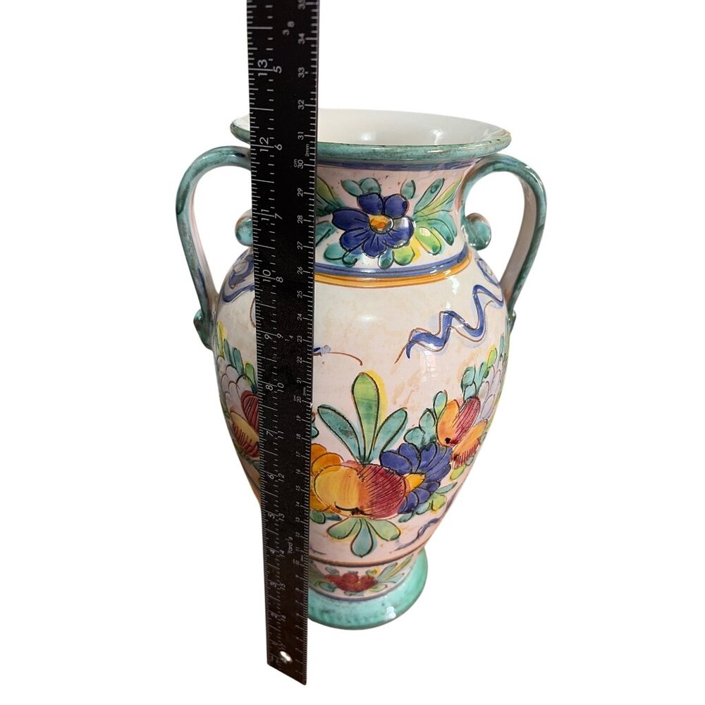 Vintage‎ Hand Painted Ceramic Vase Floral Majolica Art Pottery Decorative Urn - Picture 11 of 12